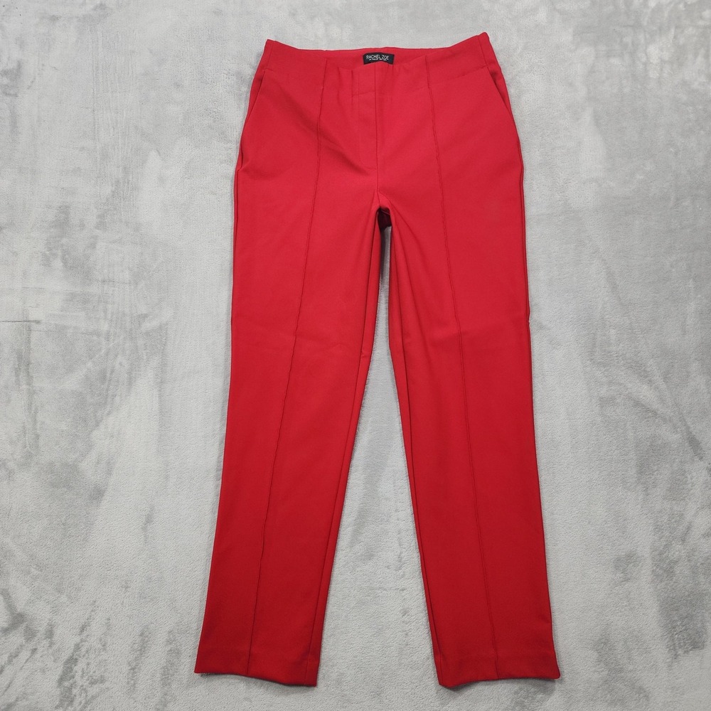 Rachel Zoe Pants Womens 8 Red Pull On Slim Leg Ankle Front Seam Stretch Office